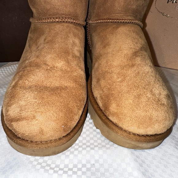 Authentic UGG Double Bow Boots. Shearling & Chestnut Suede Size 10 - Picture 6 of 12